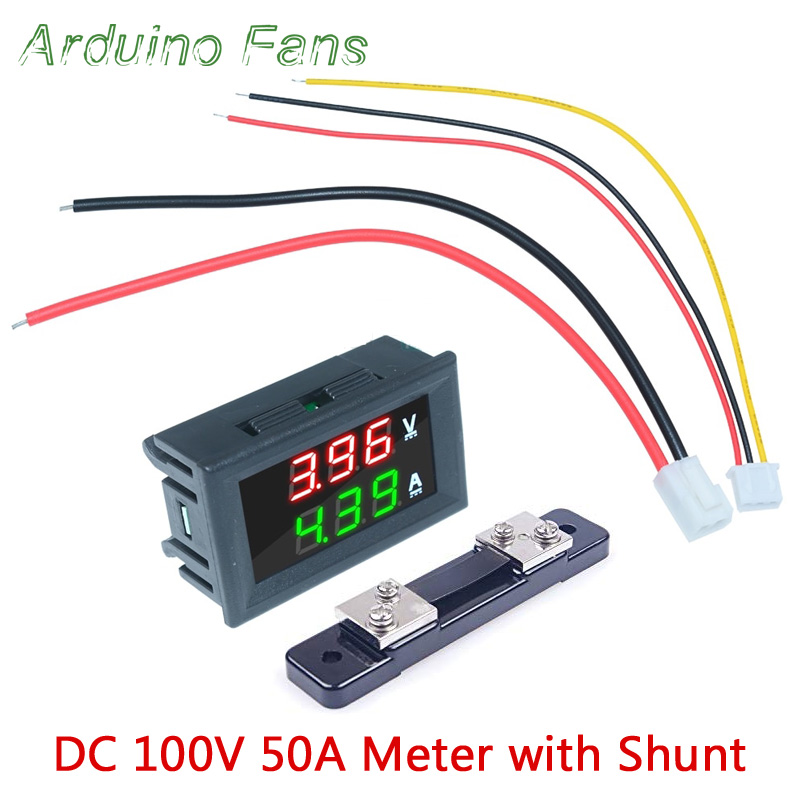LED display AC 100~300V AC tester 0-50A voltage amperage detector Battery ammeter meter panel red-red 